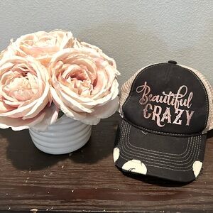 Hat tan back black front snap back